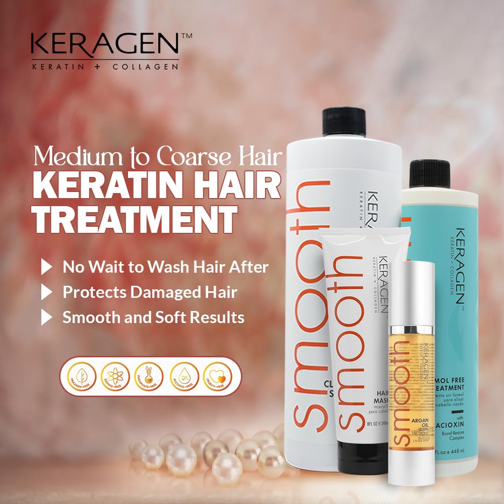 Keragen smoothing-kit setup on vanity signals complete at-home salon system