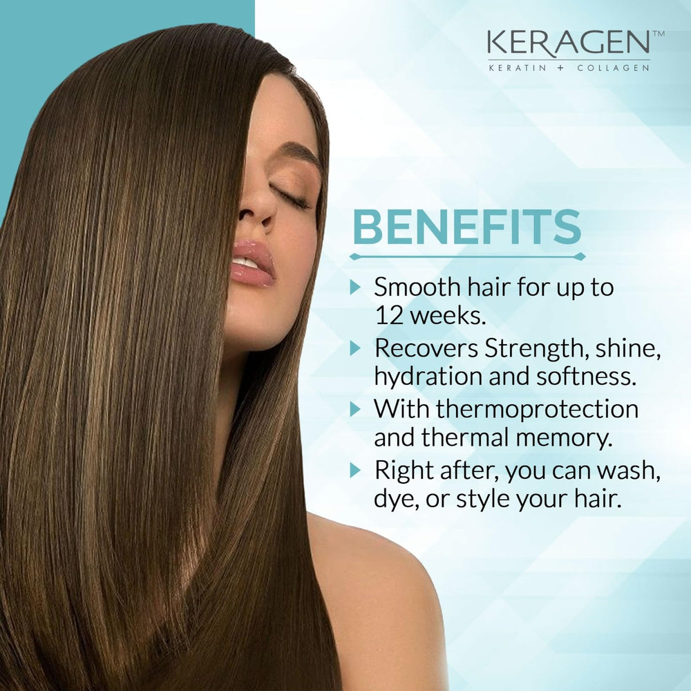 KERAGEN smoothing-treatment application scene for at-home straightening.