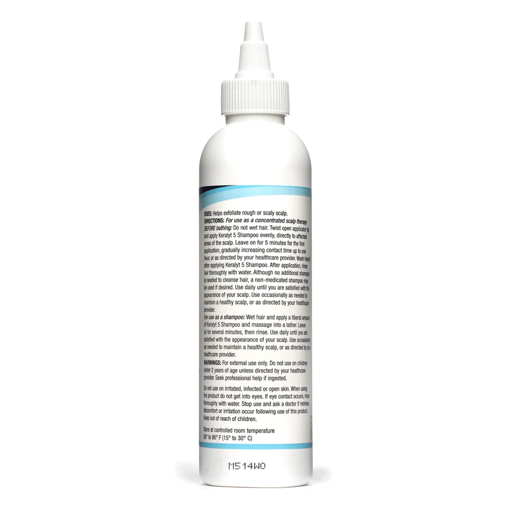 Keralyt 5 bathroom scene with bottle on shelf for routine scalp care