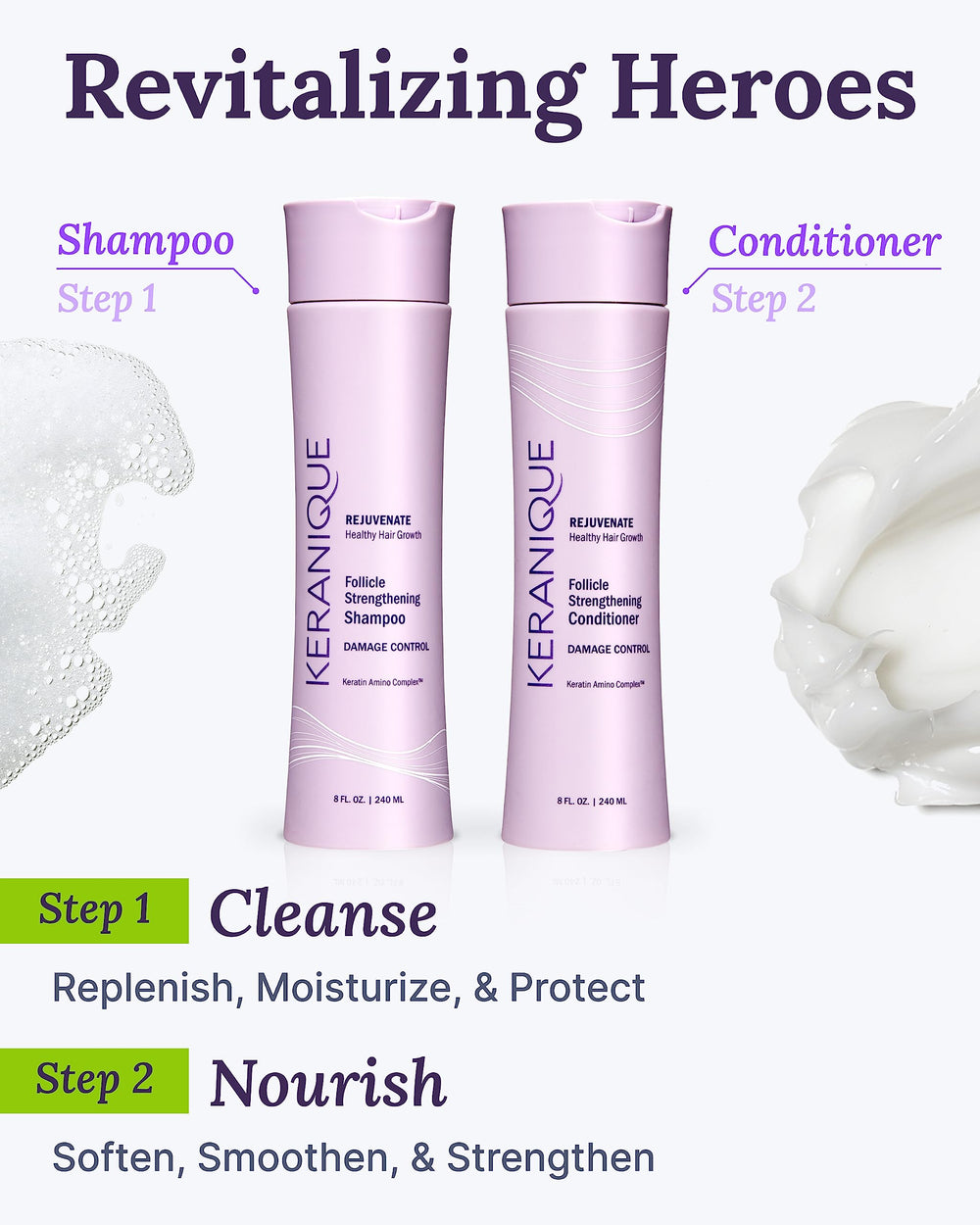 Color-treated friendly Keranique formula bottle supports gentle maintenance