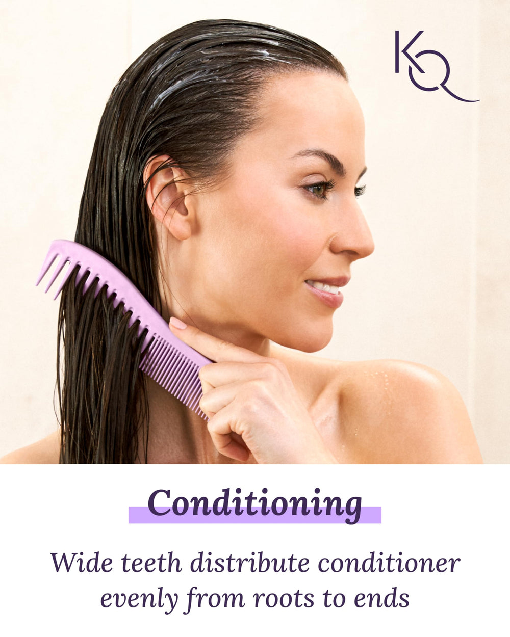Keranique detangling comb all hair types suitable for thick, curly, straight, and textured hair.