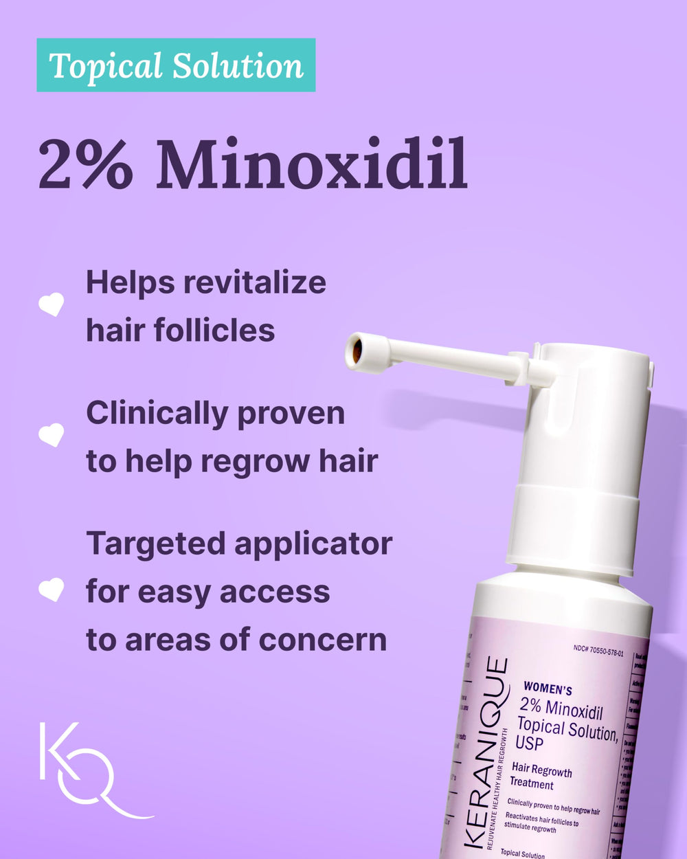 Keranique hair growth treatment box presented for daily regimen