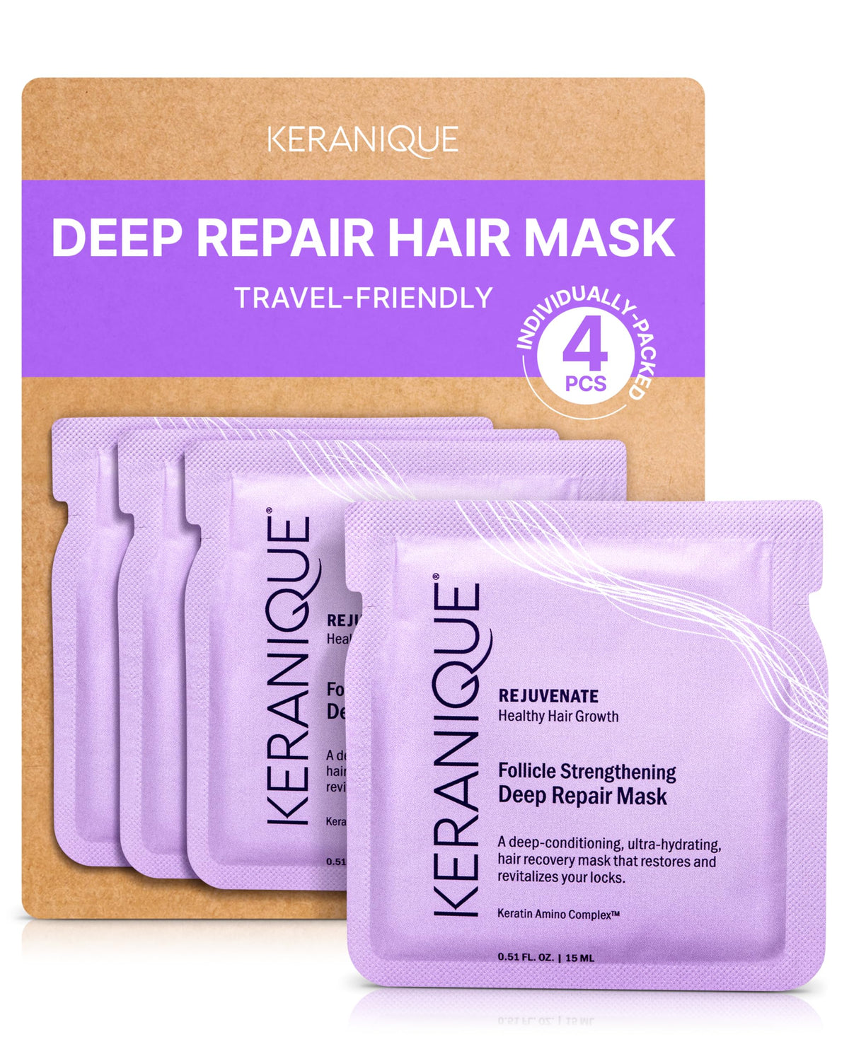 Keranique Hair Mask jar closeup highlighting rich hydration for dry, brittle hair