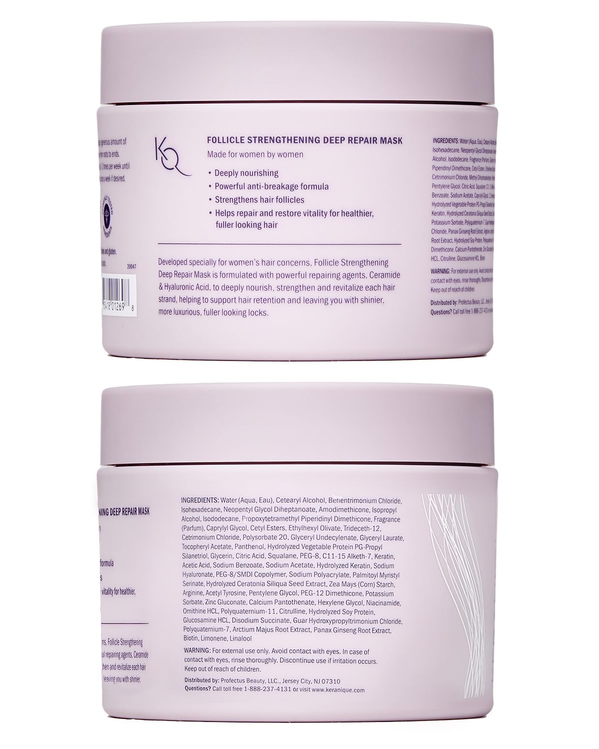 Keranique Hair Mask after-use silkiness reveal conveys smooth, touchable results.
