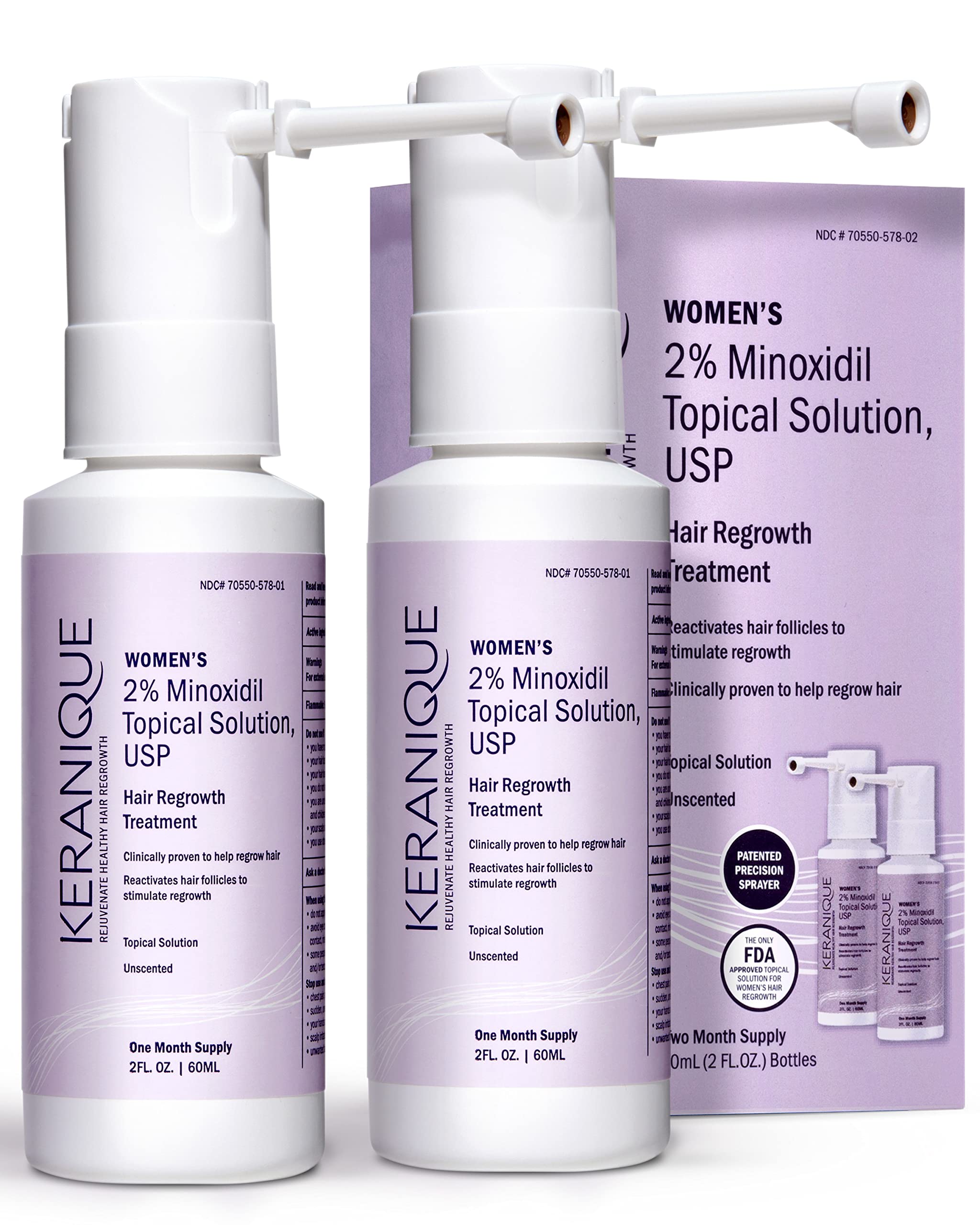 Keranique hair regrowth bottle ready for targeted scalp treatment