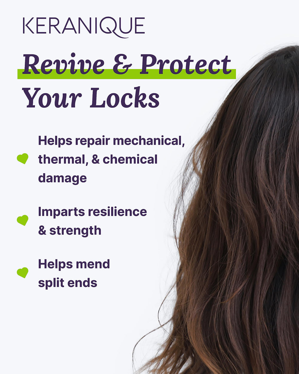 Keratin Amino Complex visual emphasizes stronger, more resilient strands