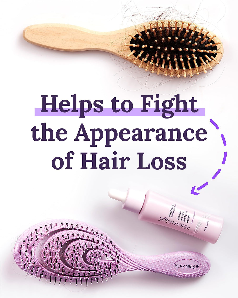 Keranique Overnight Hair Serum cream texture demonstrates rich hydration for frizzy hair.