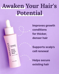 Keranique Overnight Hair Serum pump application demonstrates precise night dosing for convenient use.
