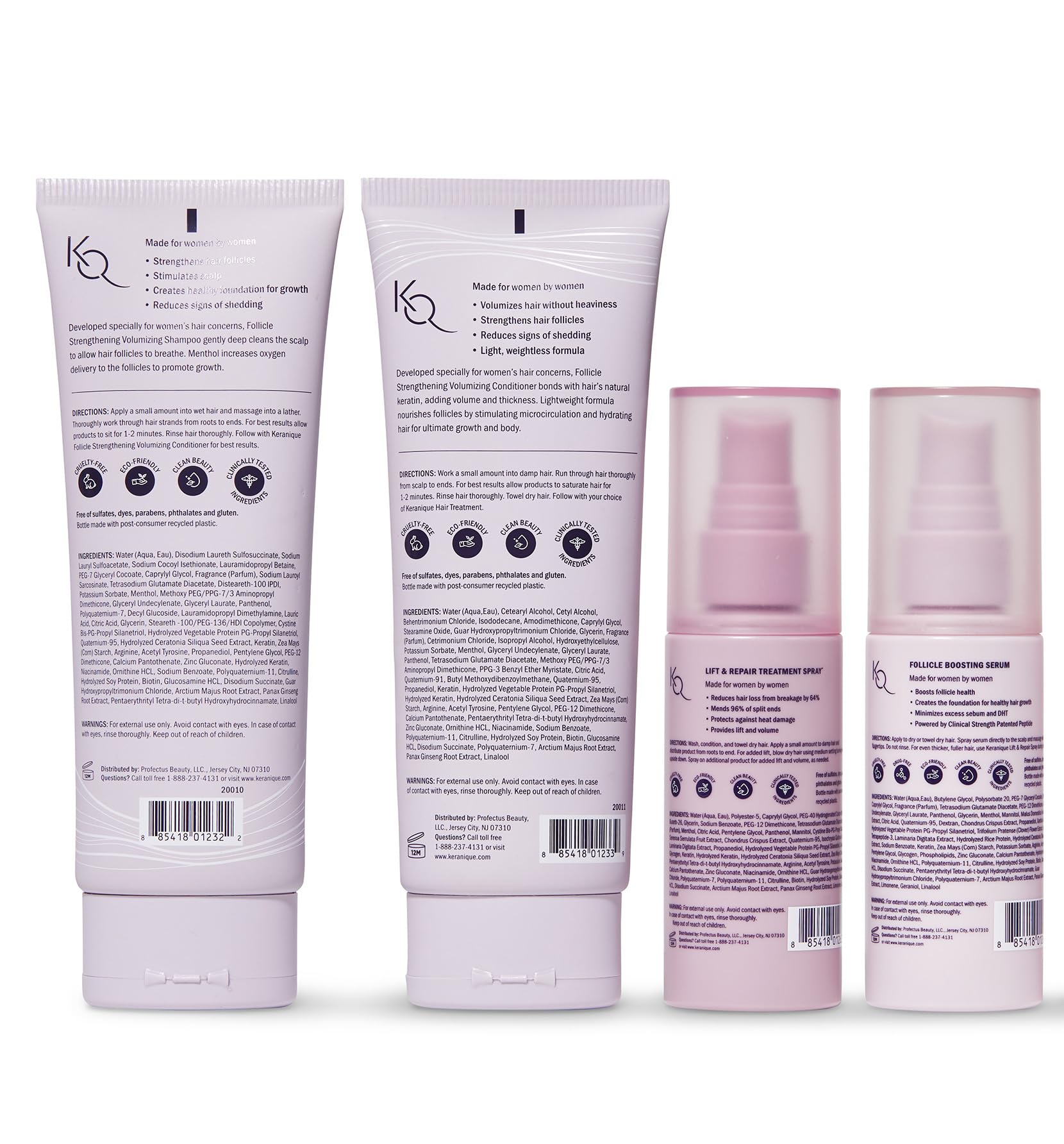 Keranique packaging box featuring complete thinning-hair set