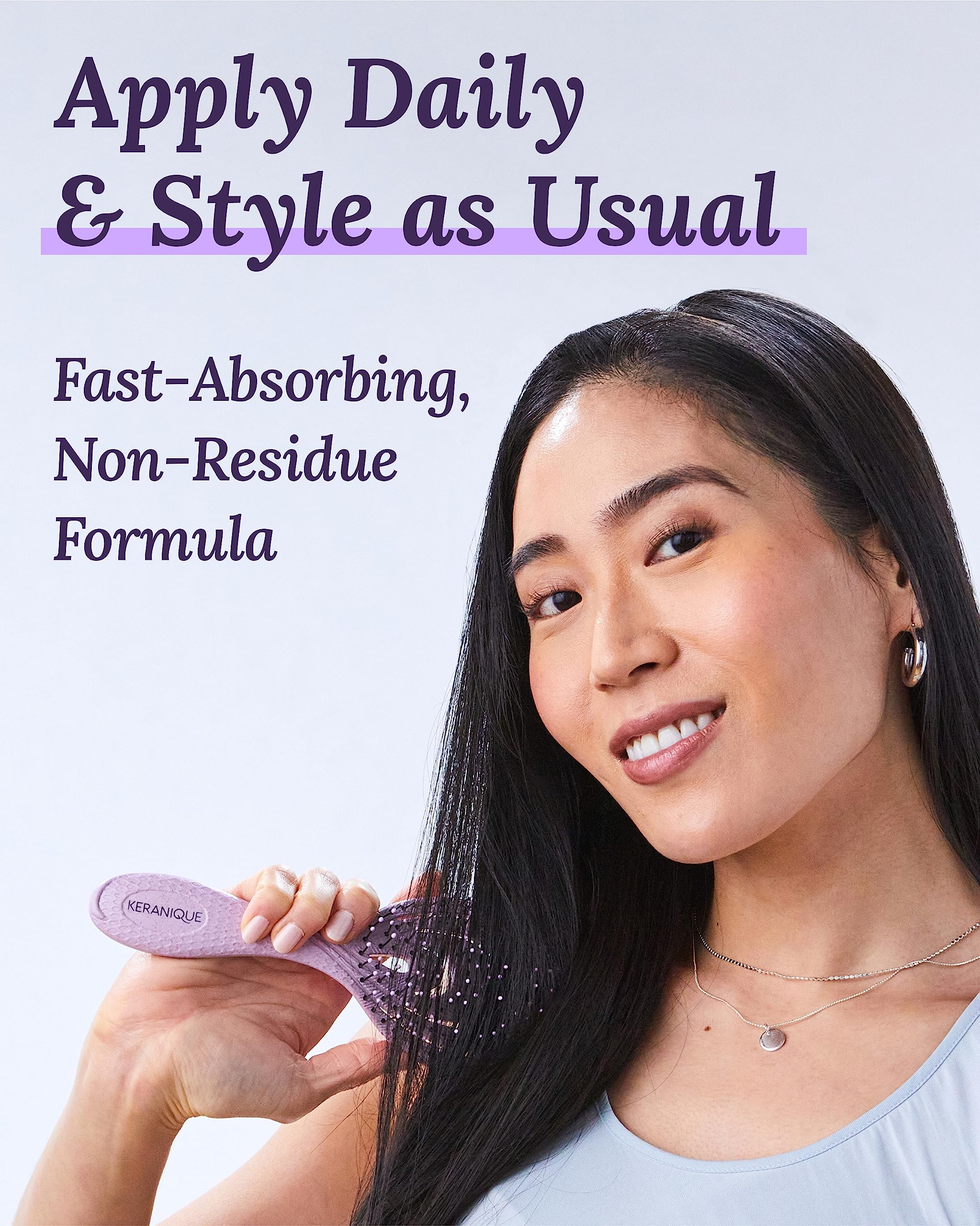 Keranique scalp-energized close-up shows revitalized roots and vitality.