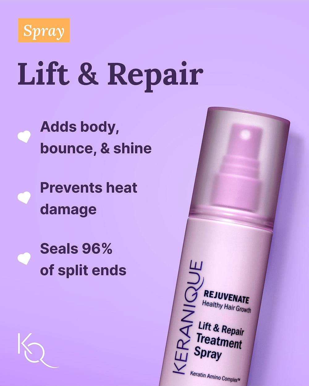 Keranique texturizing spray bottle adds lift and heat protection