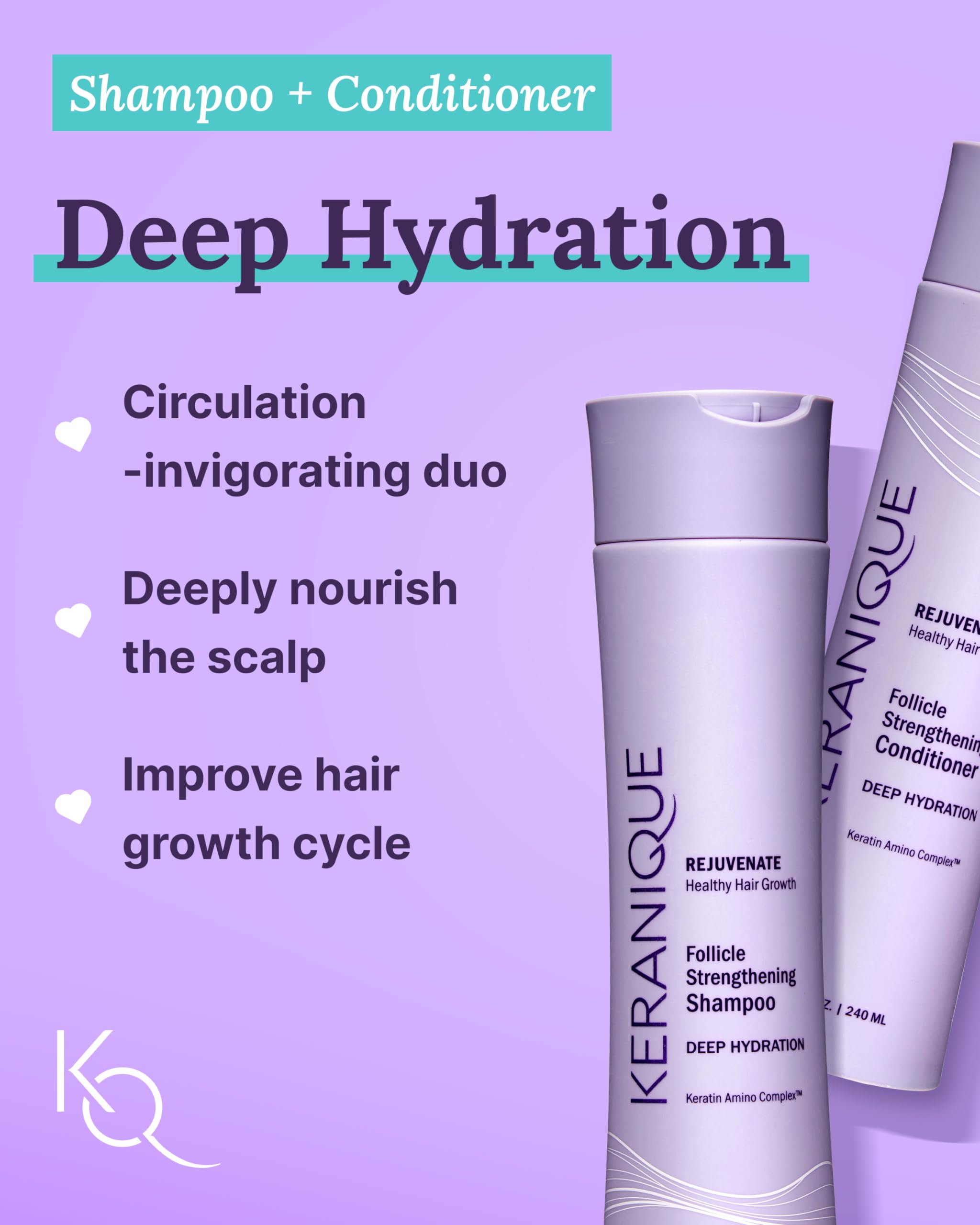 Keranique volumizing spray in action supports lift and texture