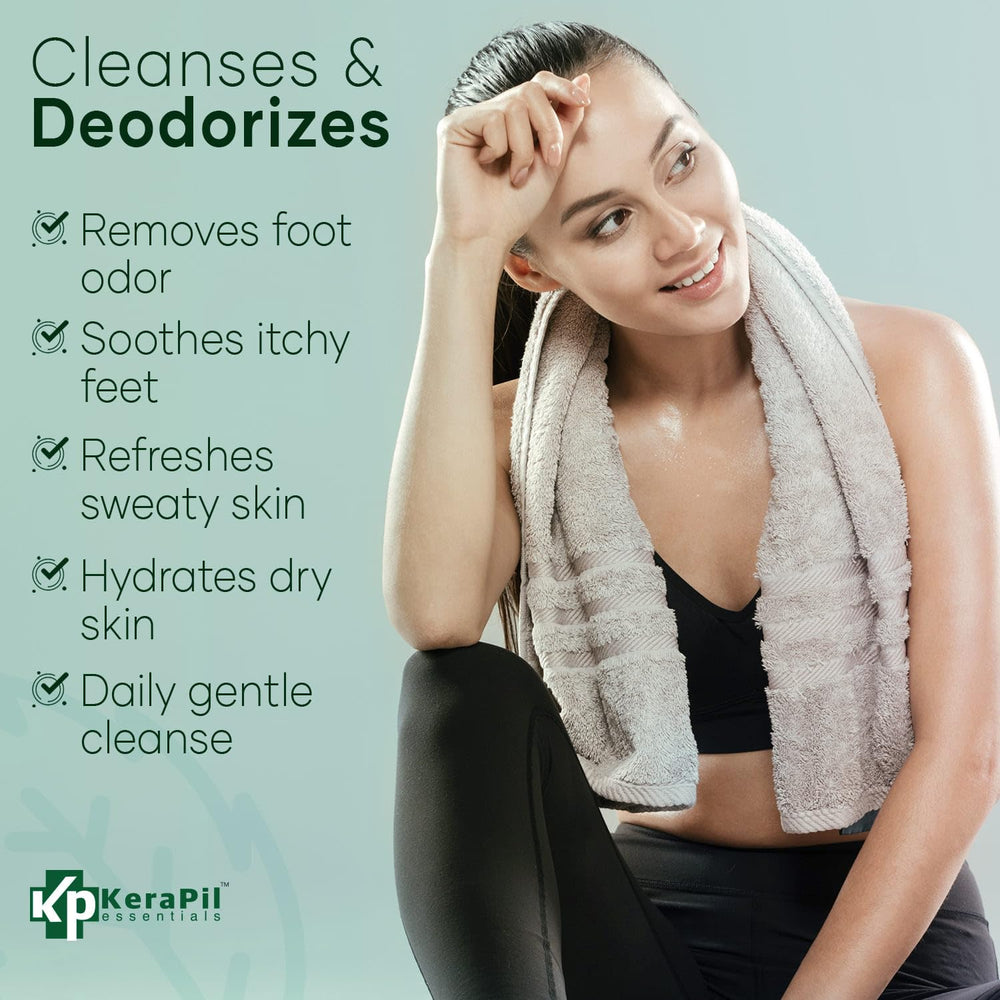 KERAPIL Bacterinyl Tea Tree Body Wash after-workout use suggested by the bottle.