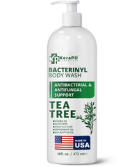 KERAPIL Bacterinyl Tea Tree Body Wash bottle front view for daily refreshing cleanse.