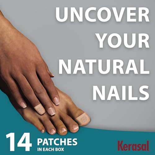 Kerasal Multi-Purpose Nail Repair Patches packaging front showing easy at-home use.