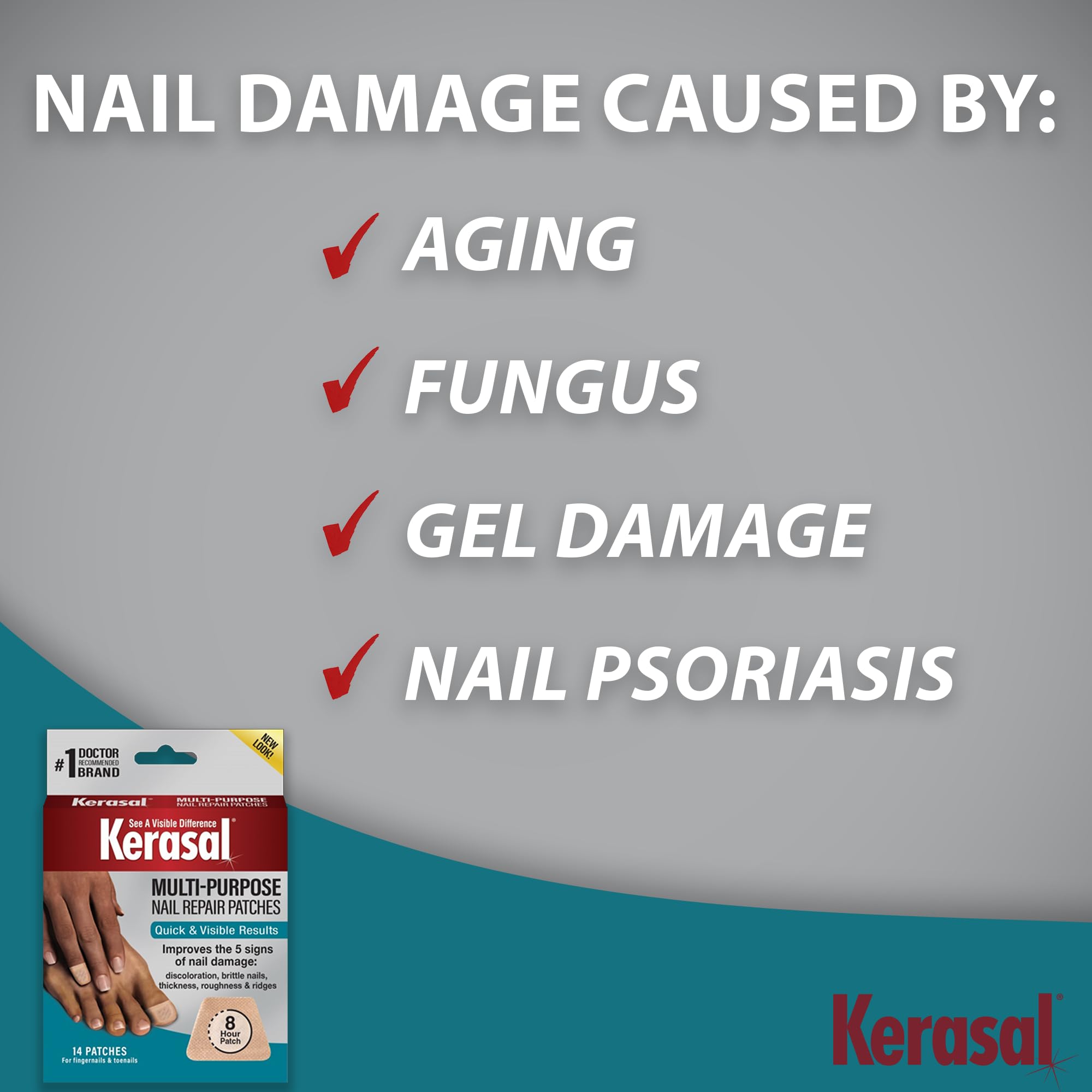 Kerasal nail repair patches in use during bedtime routine for continuous care.