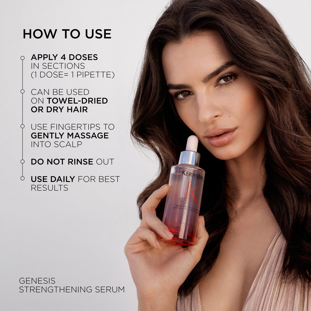 KÉRASTASE 8H serum applied to hair lengths before bed showing easier detangling in morning