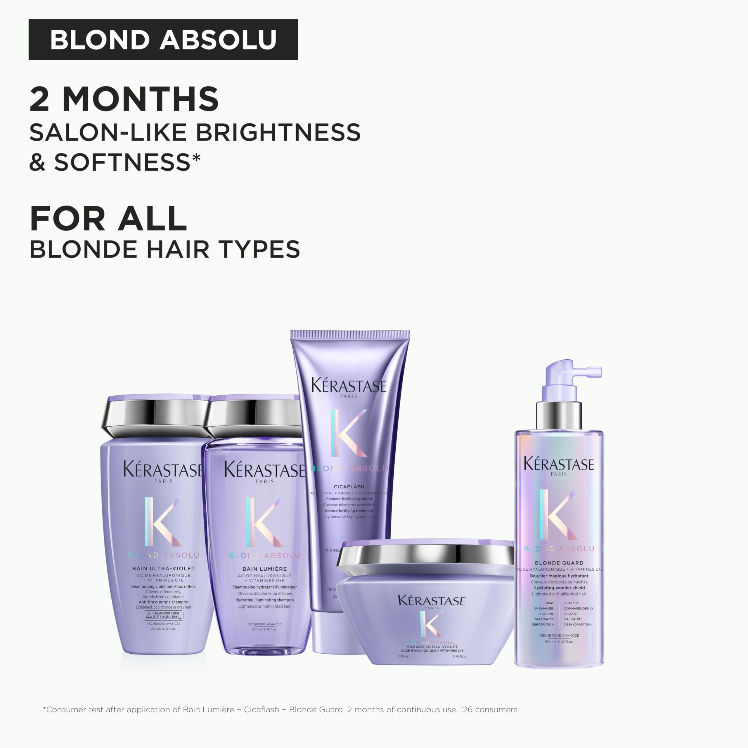 KÉRASTASE product on bathroom shelf paired with Blond Absolu routine