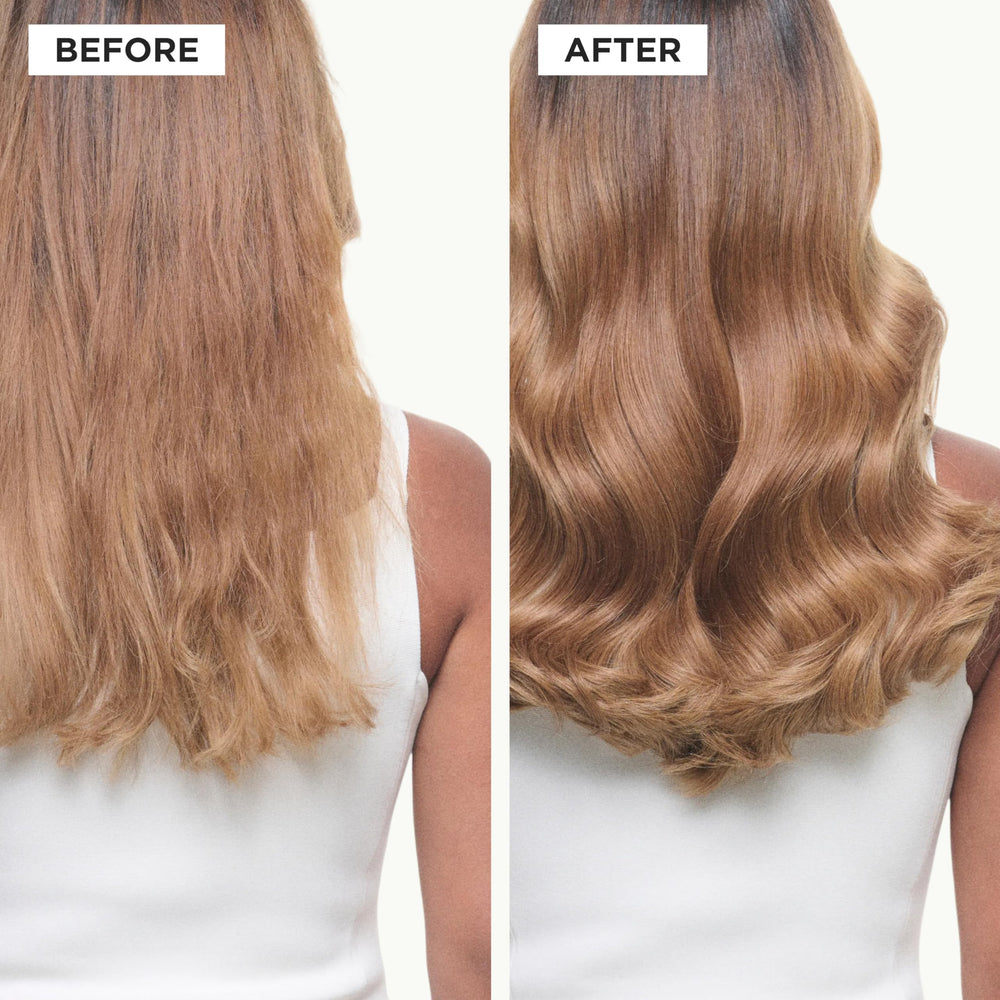 KÉRASTASE before and after brightness improvement on blonde hair