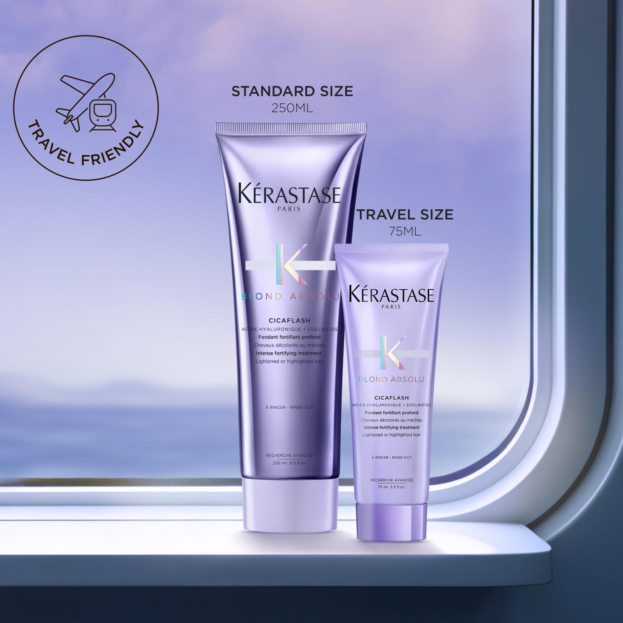 KÉRASTASE Blond Absolu Cicaflash application on hair lengths for detangling.