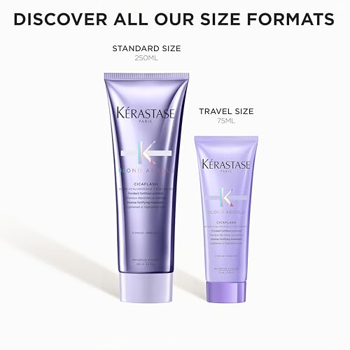 KÉRASTASE Blond Absolu Cicaflash before-and-after hair showing smoother texture.