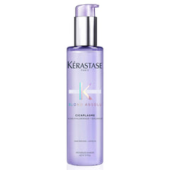 Kérastase Blond Absolu Cicaplasme bottle pump shows heat protection for color-treated hair.