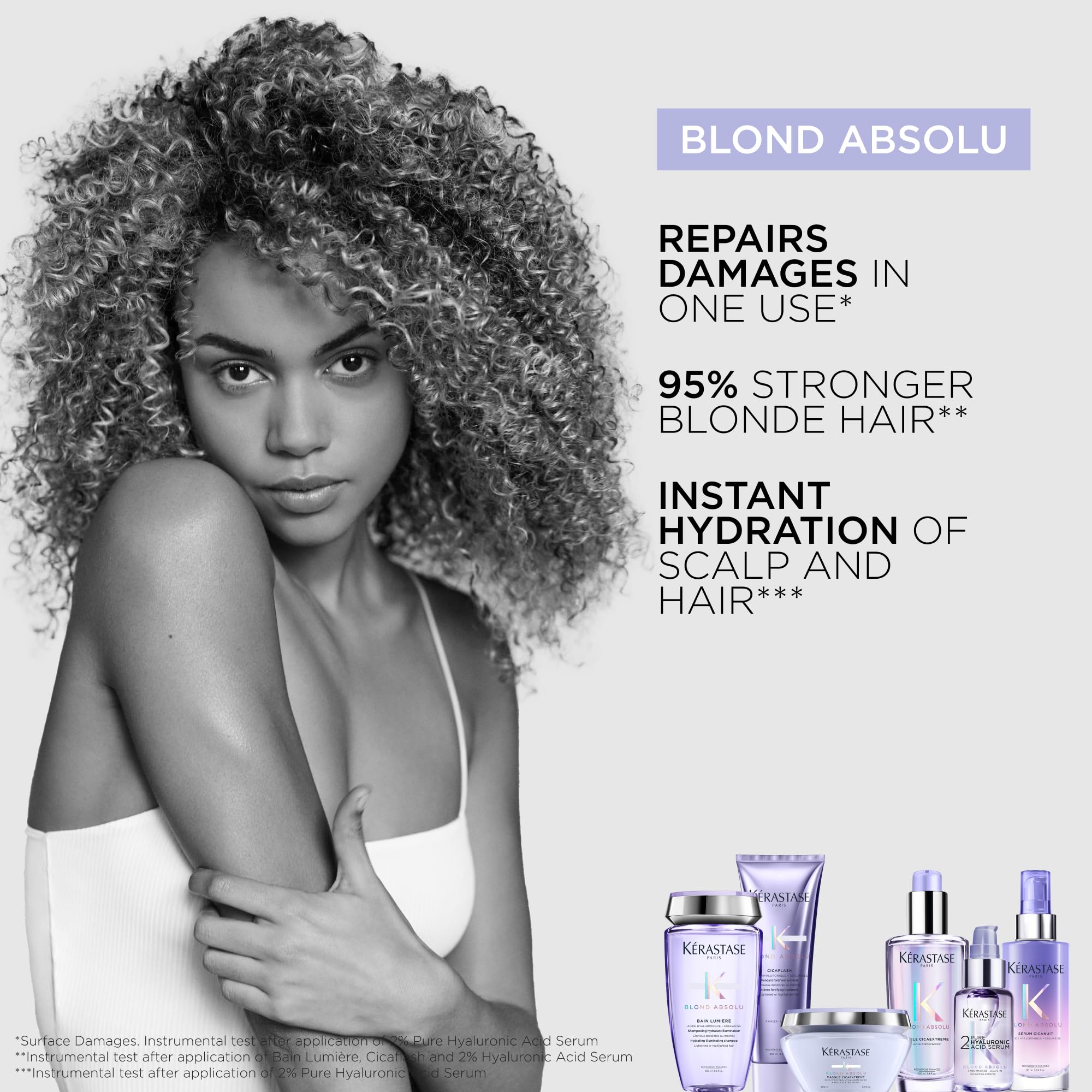 Kerastase Blond Absolu hair shine after application close-up