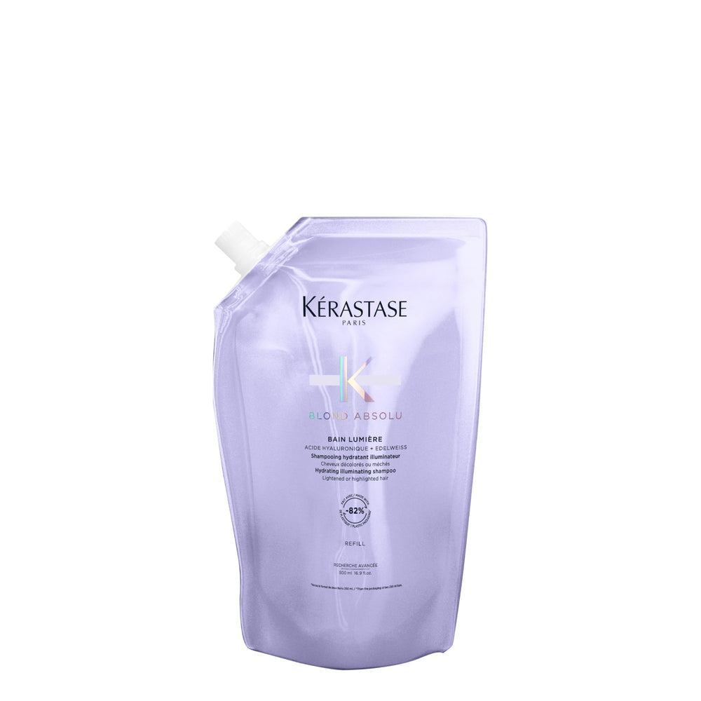 Kerastase Blond Absolu Lumière Shampoo bottle highlights bright hydration for highlighted hair.