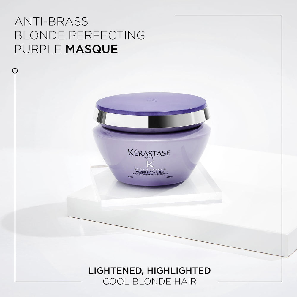 Kérastase Blond Absolu purple-mask-application shows even color deposition during routine