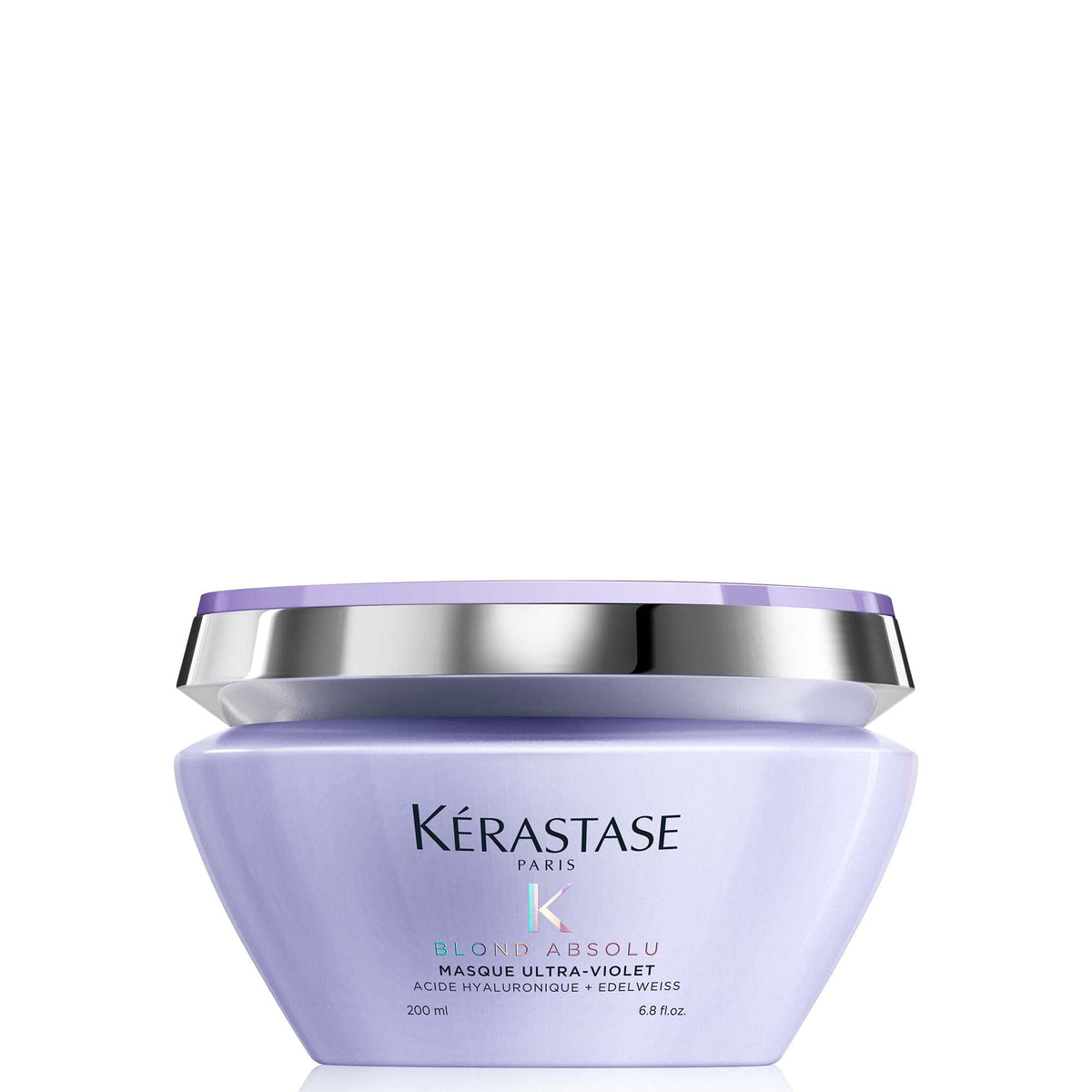 Kérastase Blond Absolu Ultra-Violet purple mask bottle neutralizes brass while nourishing damaged hair