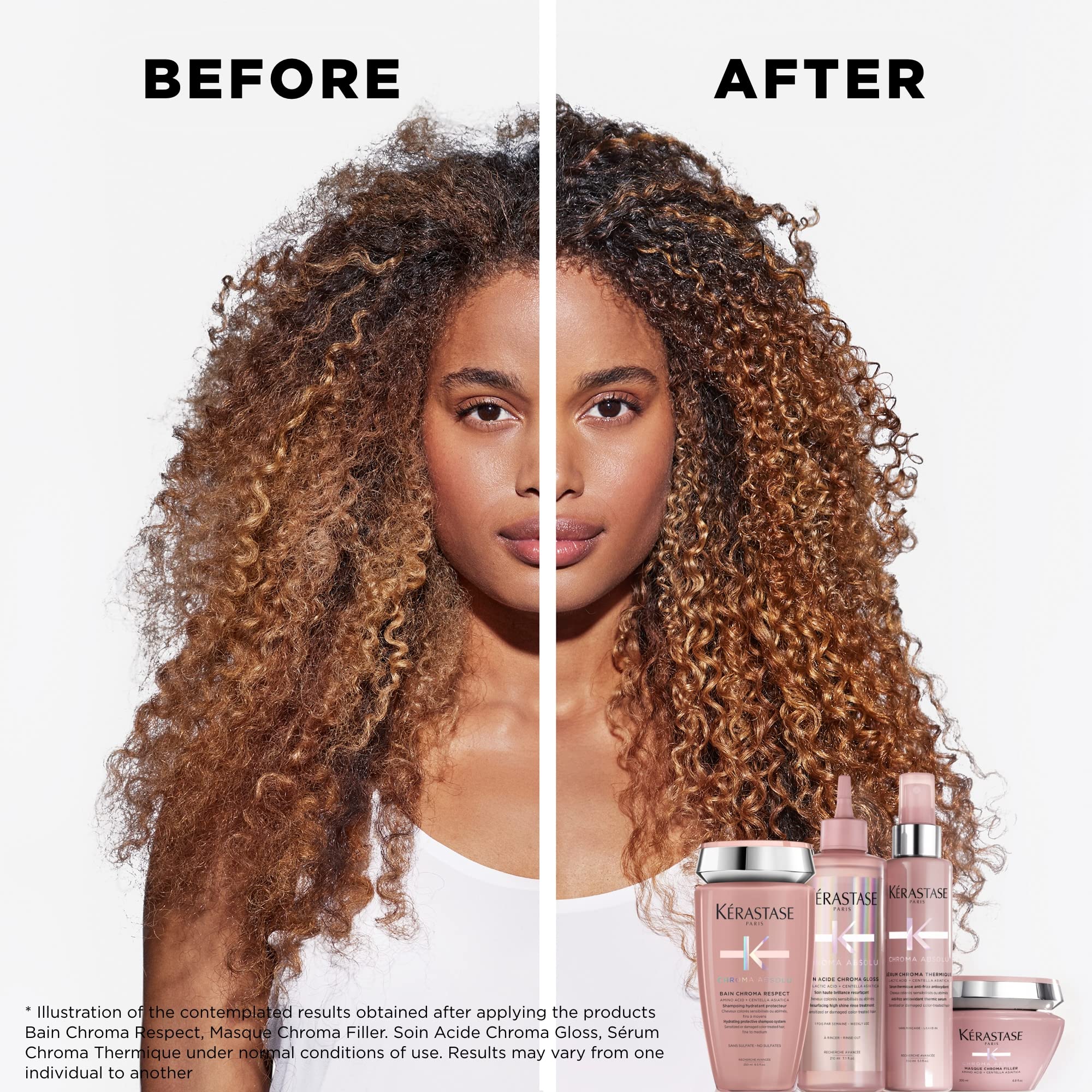 Kerastase Chroma Absolu serum dispense action shows even distribution for balanced protection.