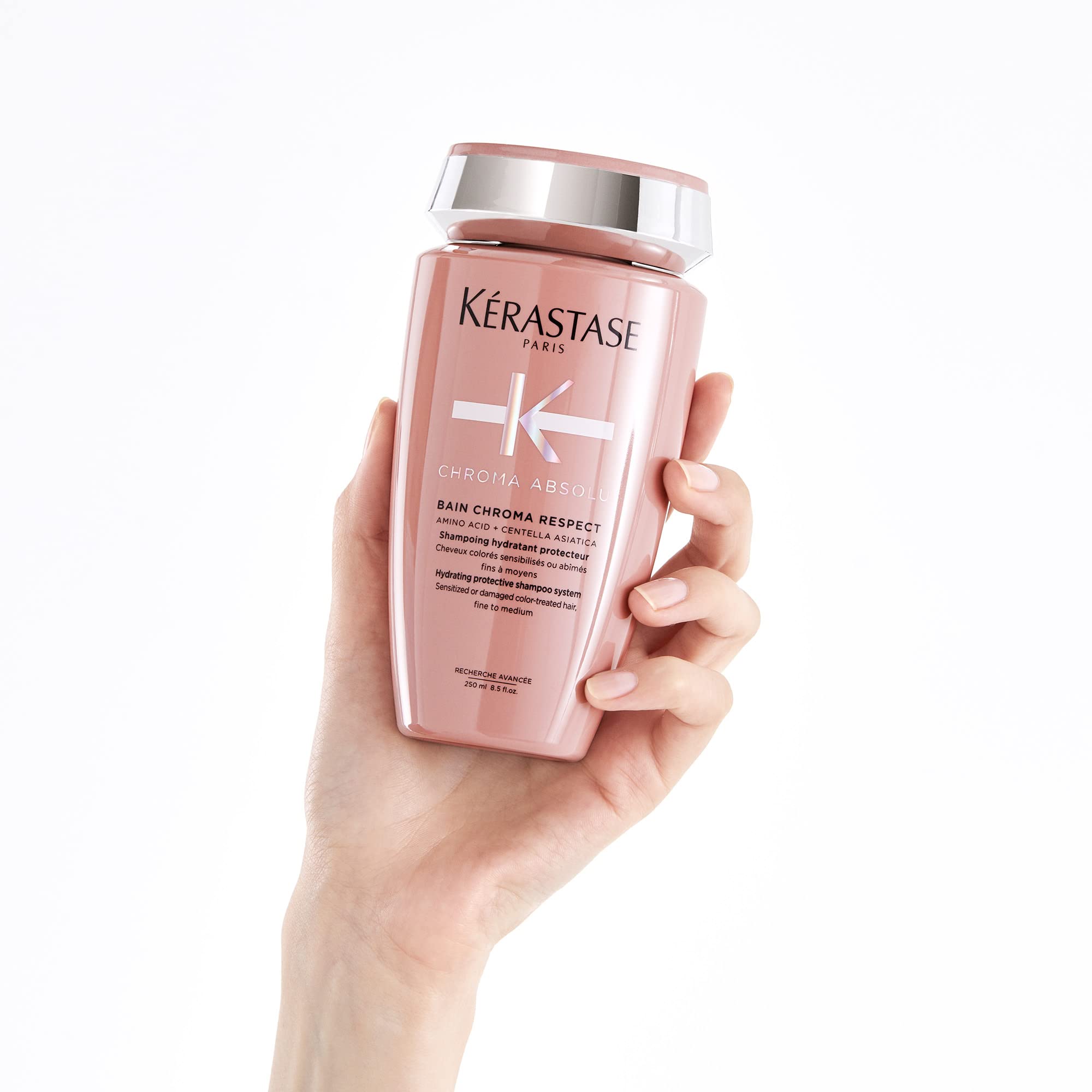 KÉRASTASE Chroma Absolute shampoo close-up on color-treated hair.