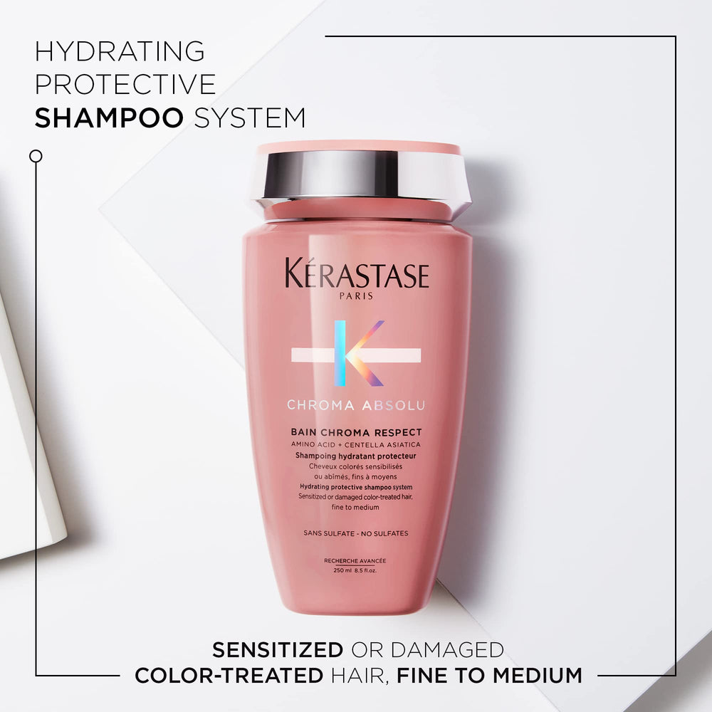 KÉRASTASE Chroma Absolute shampoo lather highlights hydrating properties for fine hair.