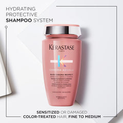 KÉRASTASE Chroma Absolute shampoo lather highlights hydrating properties for fine hair.