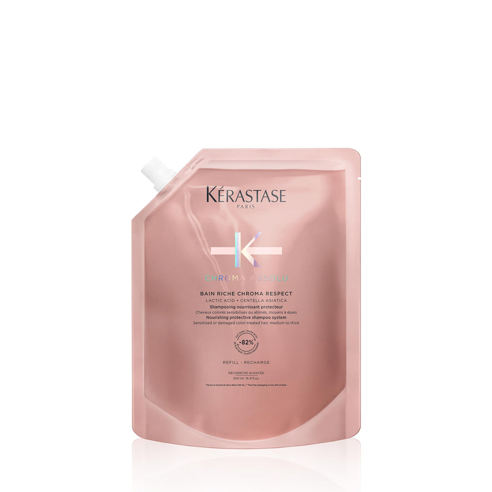 KÉRASTASE front view of refill pouch showing product and brand benefit