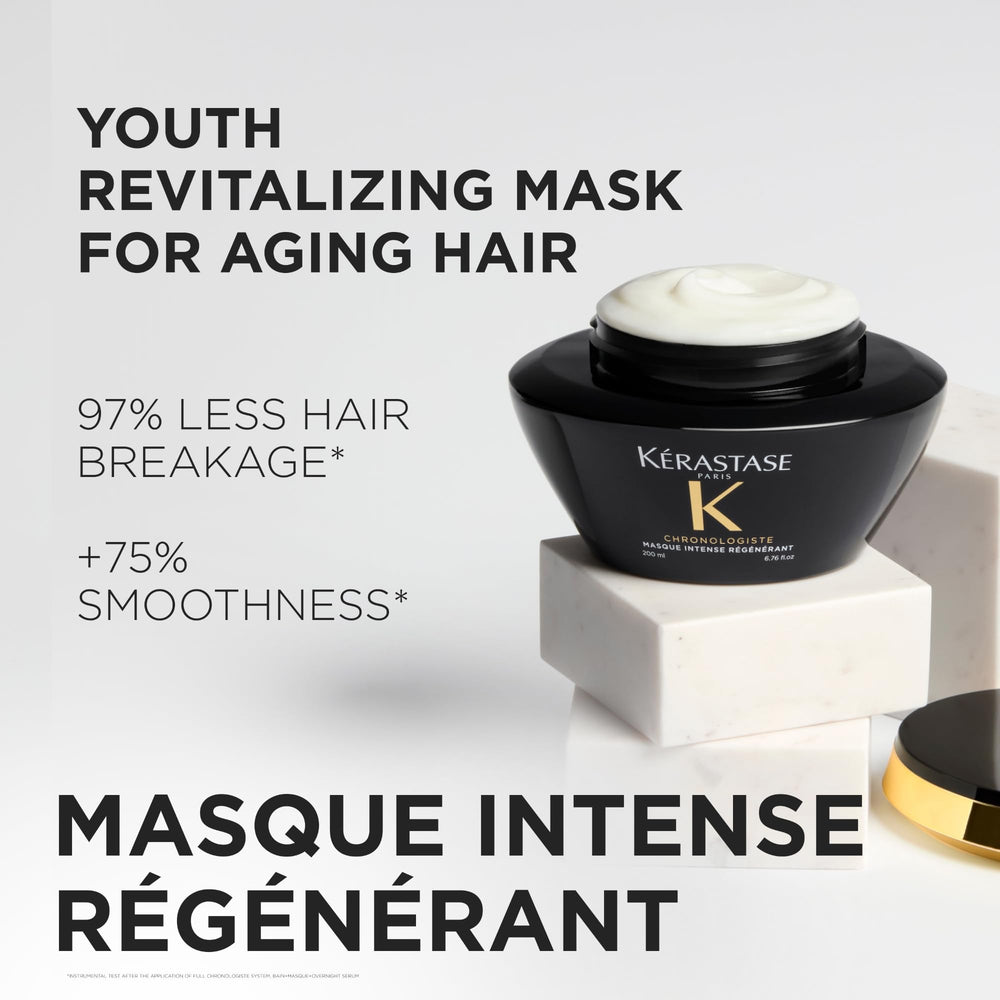 KÉRASTASE Chronologiste mask scooped in hand ready for application to improve detangling