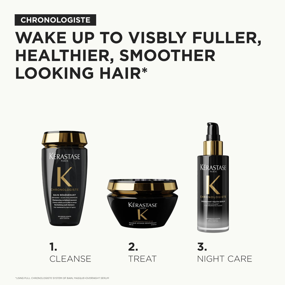 KÉRASTASE before and after morning hair shows reduced frizz and more shine benefit