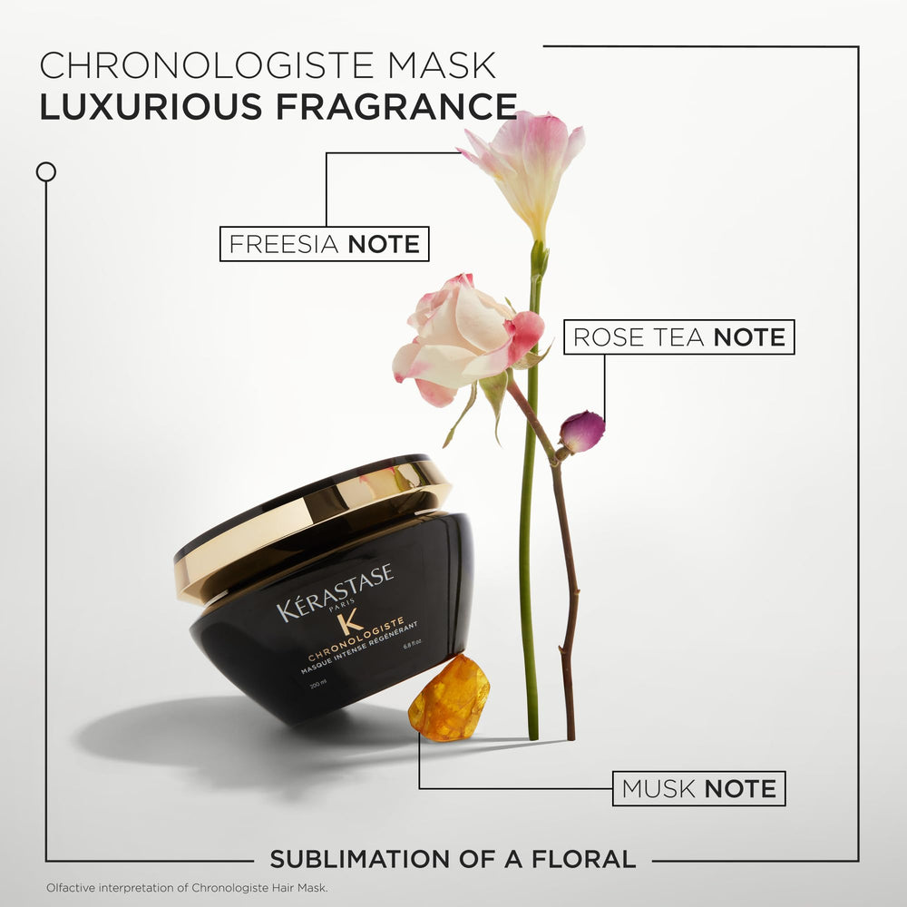 Using Chronologiste mask with shampoo in the shower enhances moisture and shine.