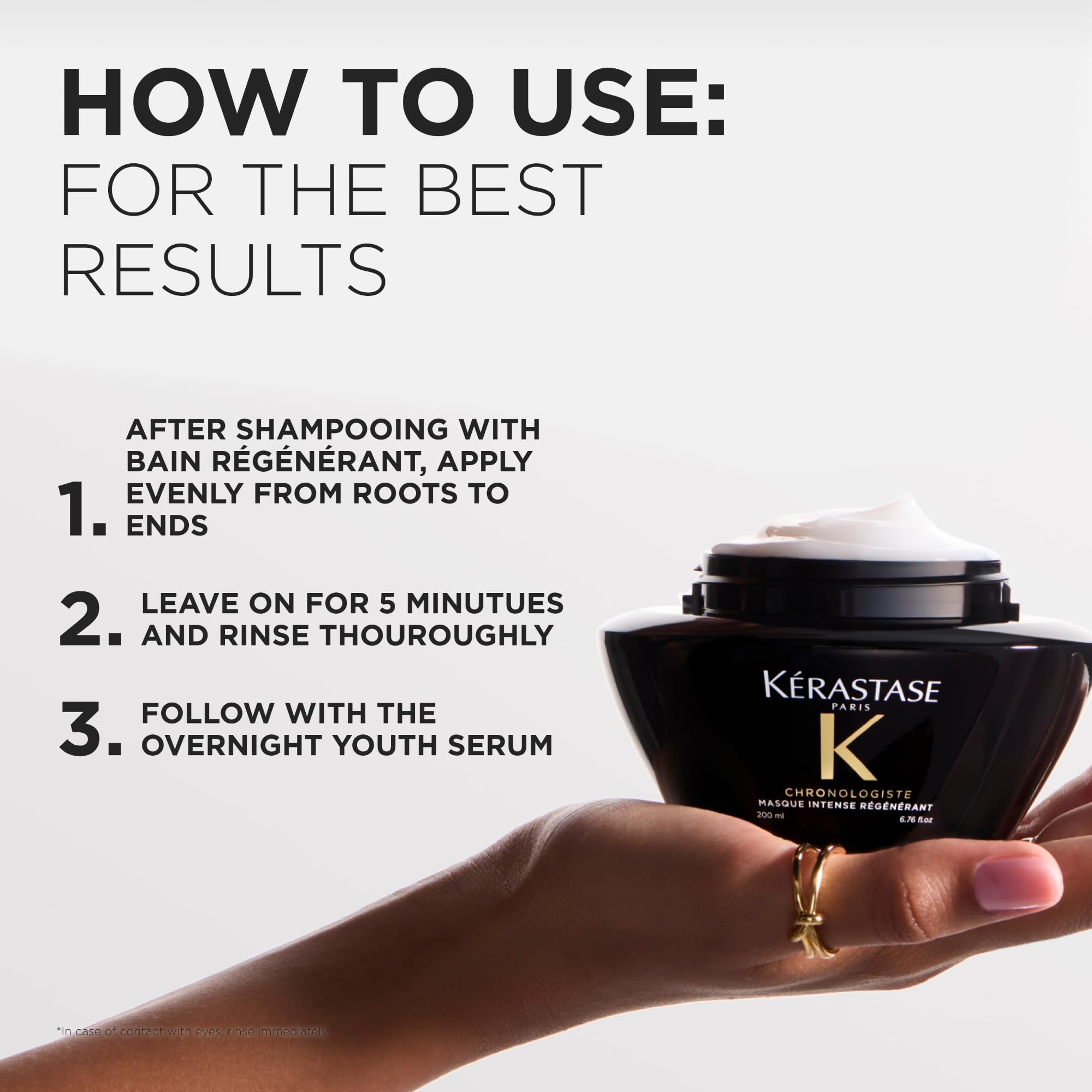 KÉRASTASE Chronologiste applied to damp hair mid-lengths showing enhanced manageability