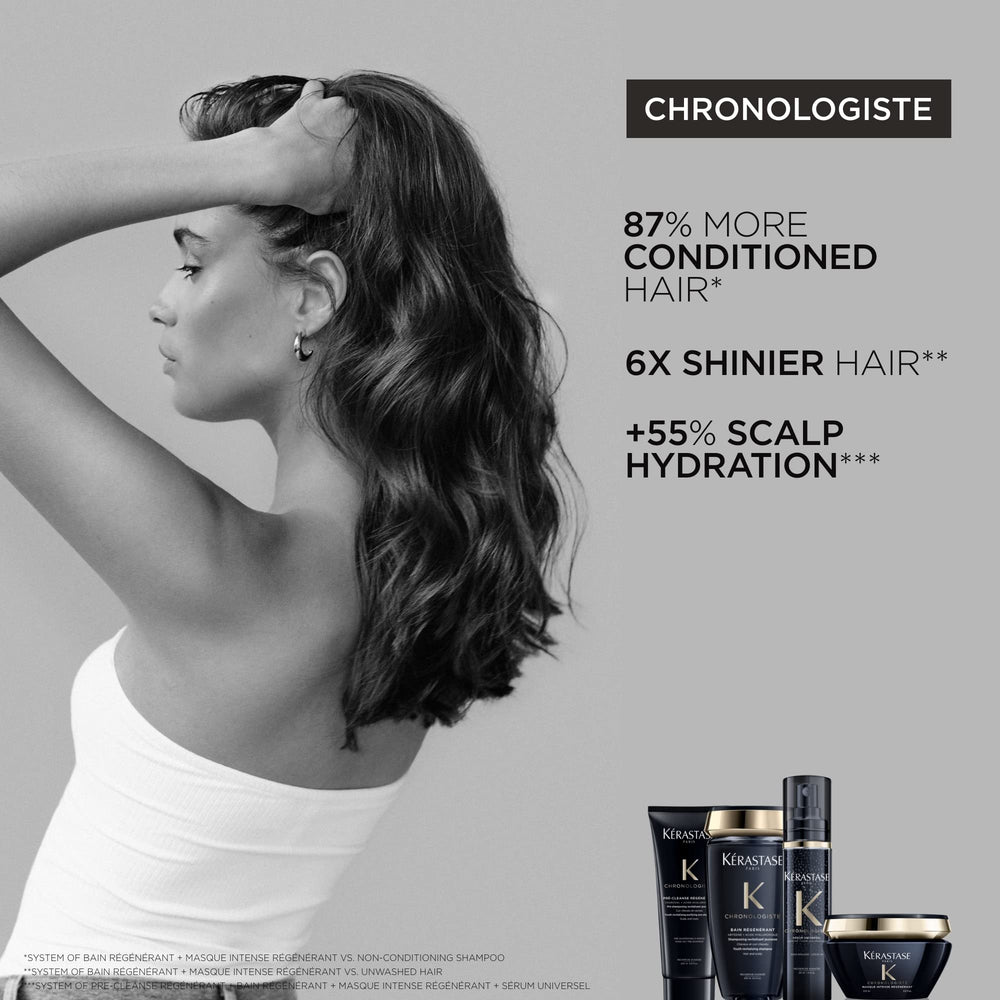 Kérastase Chronologiste oil blend highlighting argan and marula nourishing oils.