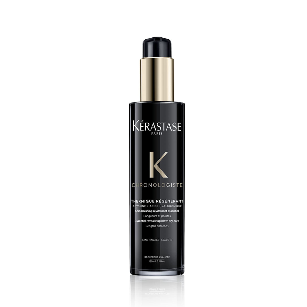 Kérastase Chronologiste serum bottle with heat protection up to 450°F.