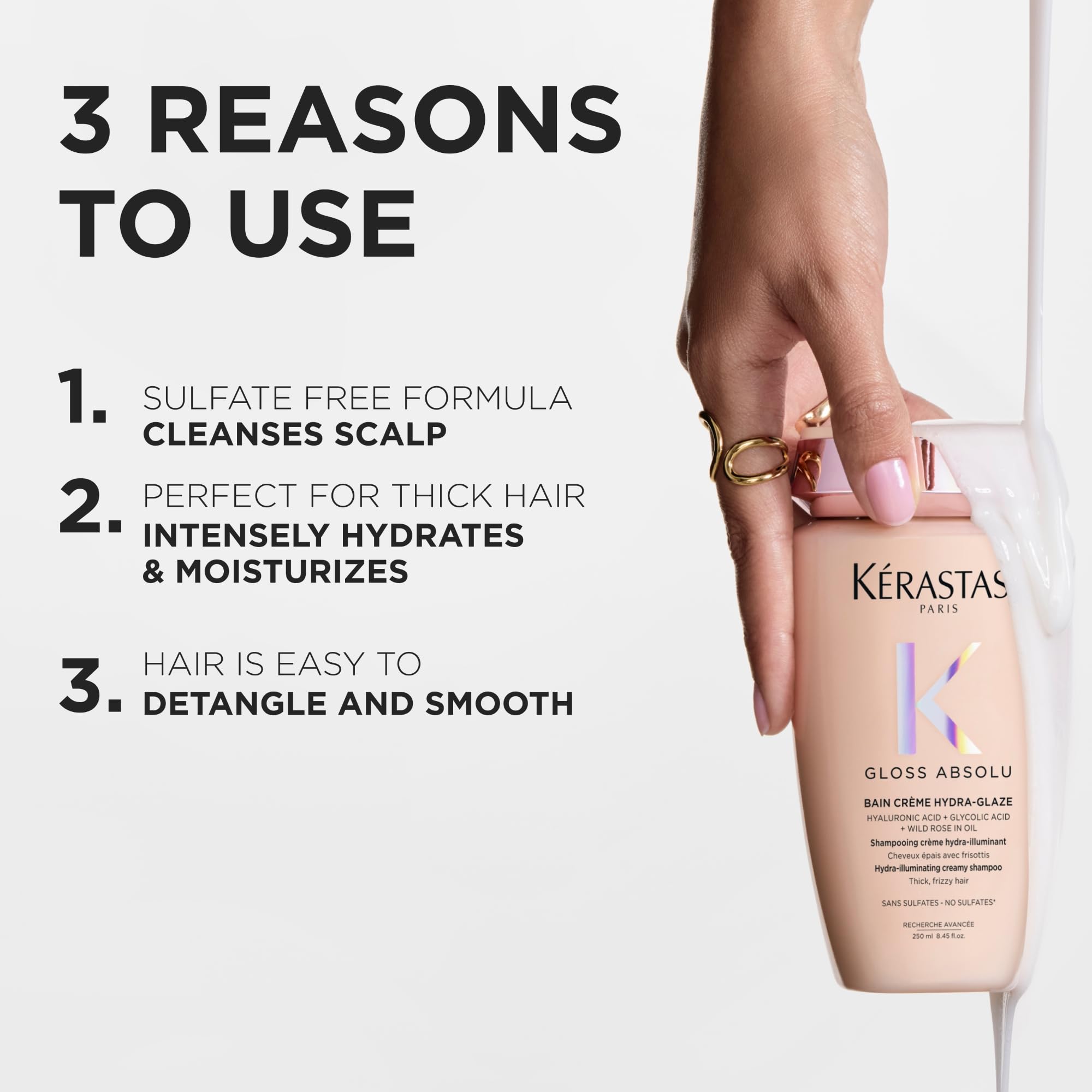 KÉRASTASE creamy foam texture demonstrating rich lather and hydration
