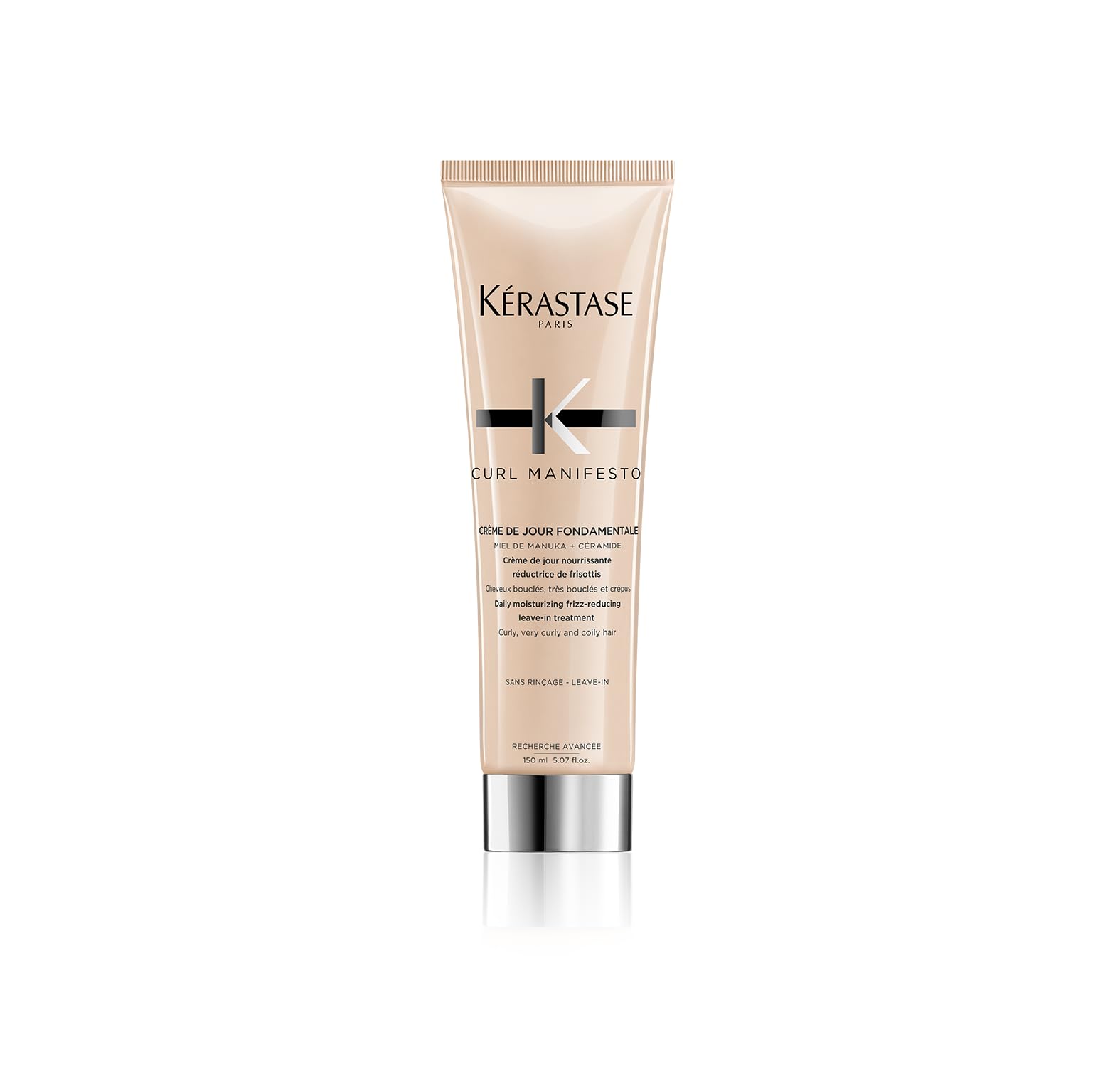 Kerastase Curl Manifesto Creme de Jour bottle pour for instant frizz control