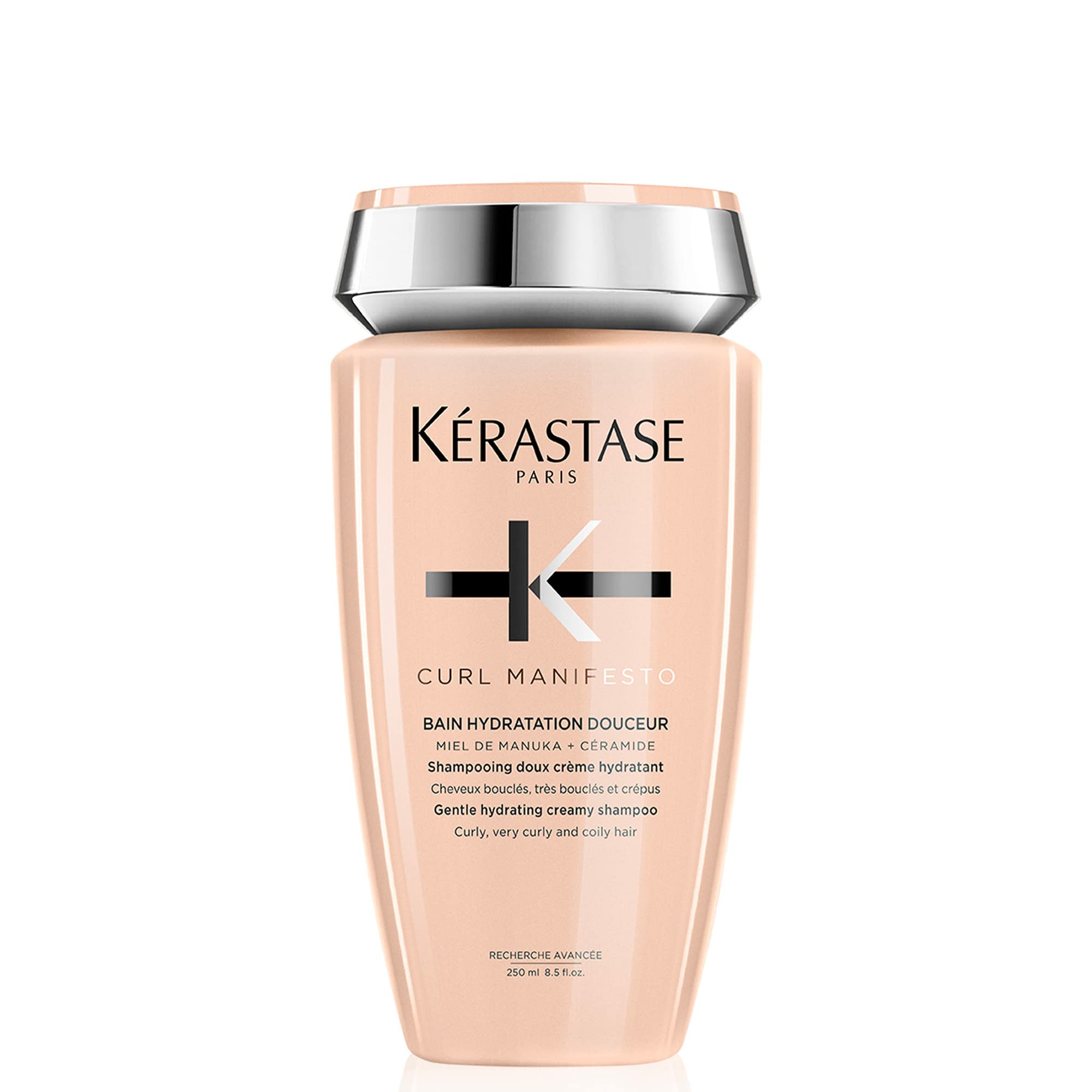 KÉRASTASE Curl Manifesto Hydratation Douceur shampoo bottle showcases hydration for soft, defined curls.