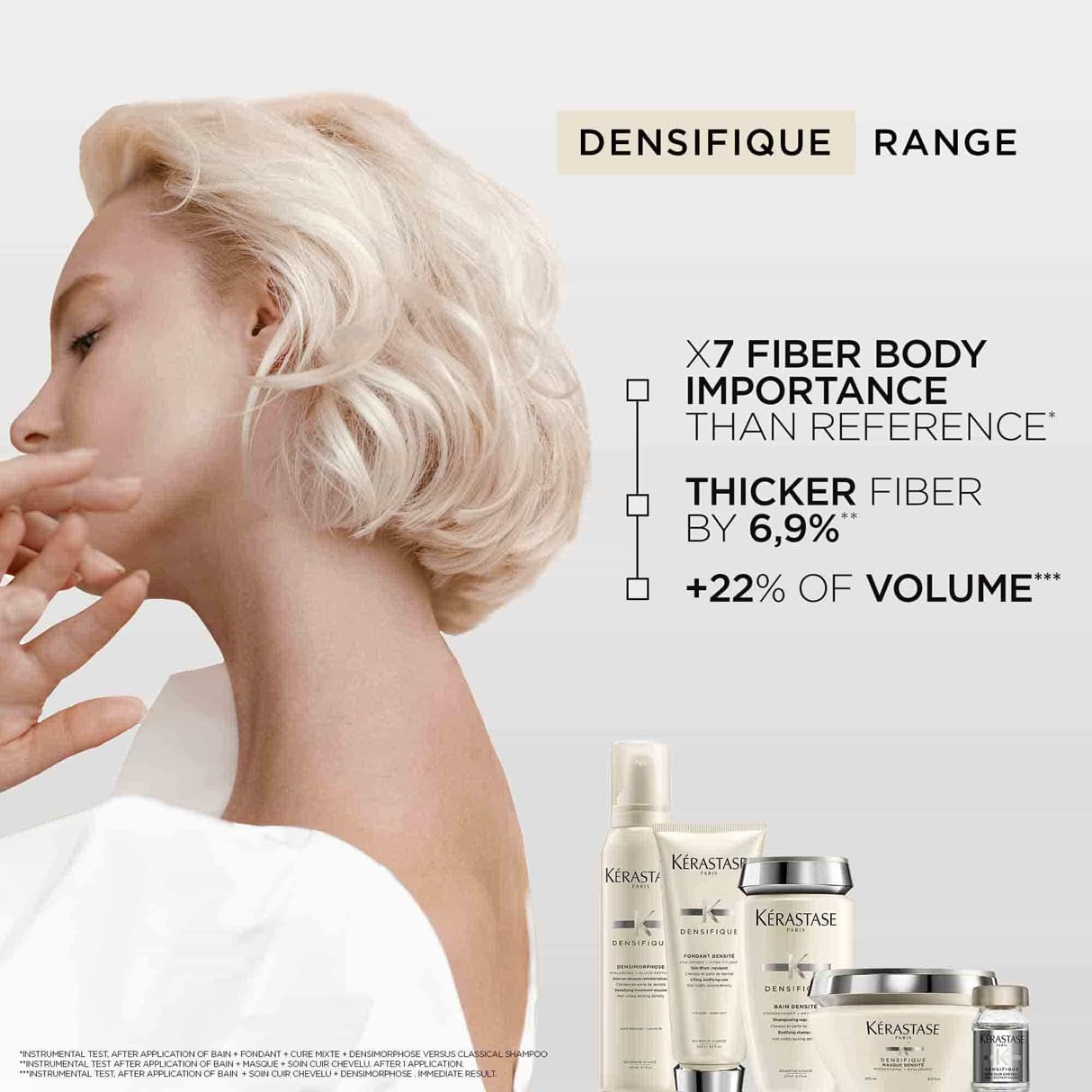 KÉRASTASE Densifique before-after density hints at fuller hair.