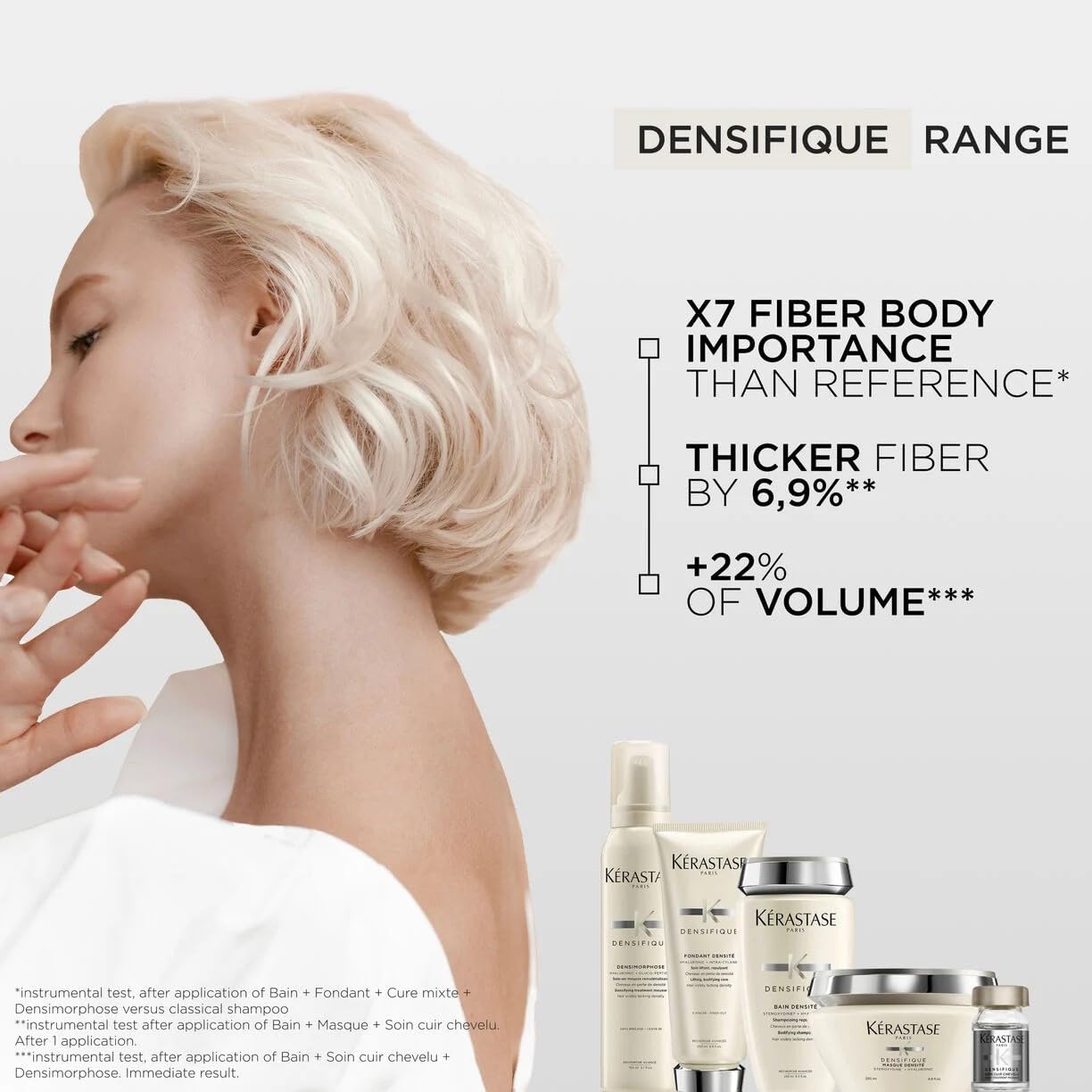 Kérastase Densifique bottle and empty pump for refill steps.