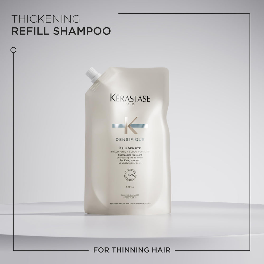 Kérastase Densifique dense hair texture close-up implies fuller look.
