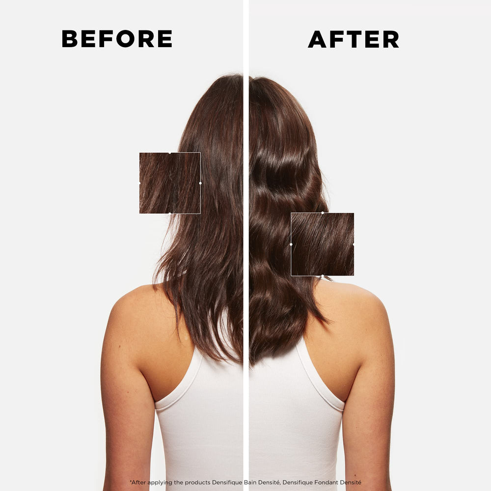 KÉRASTASE Densifique Densité product with pump demonstrates hydration for fine hair.
