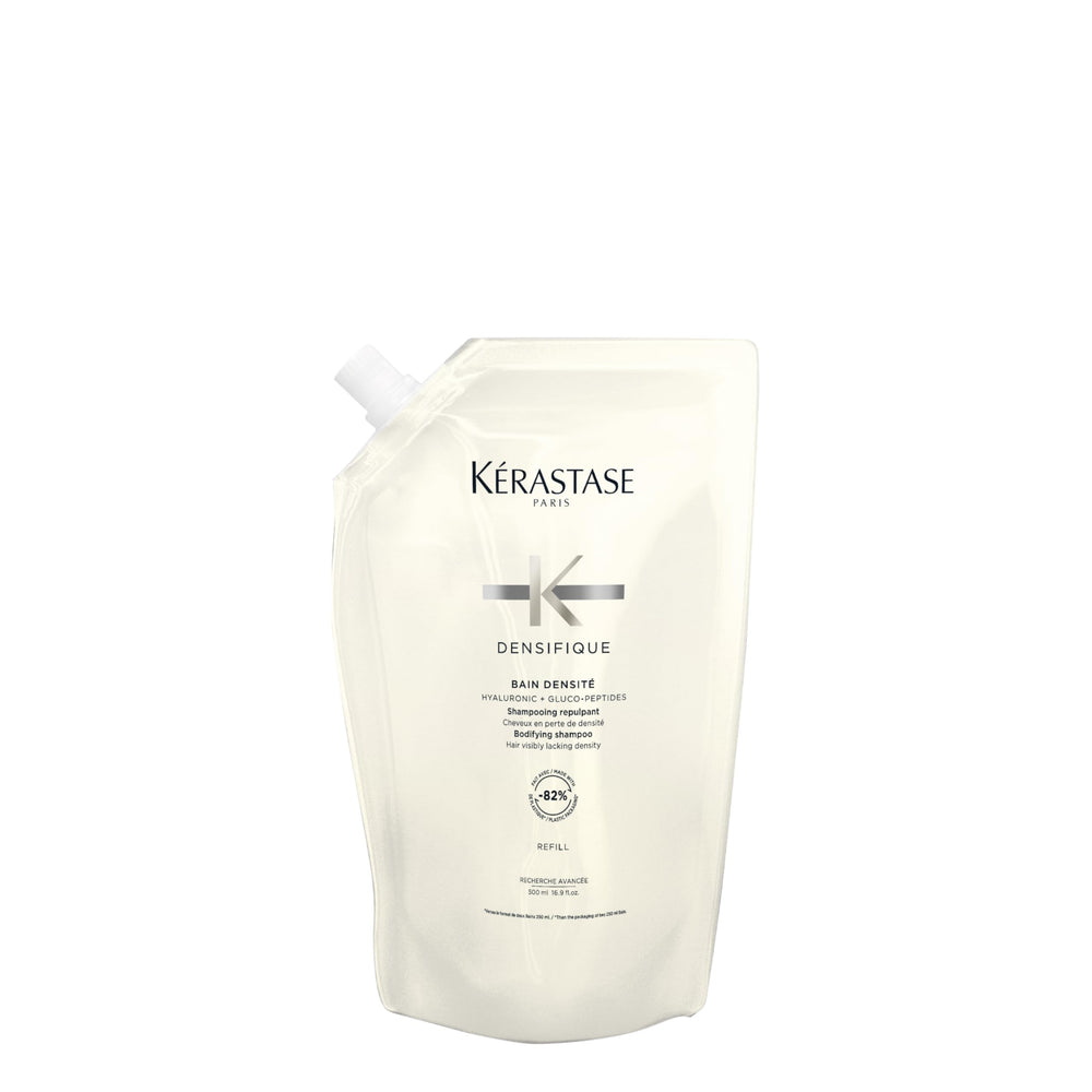 Kérastase Densifique refill pouch packaging highlights eco-friendly daily cleansing.