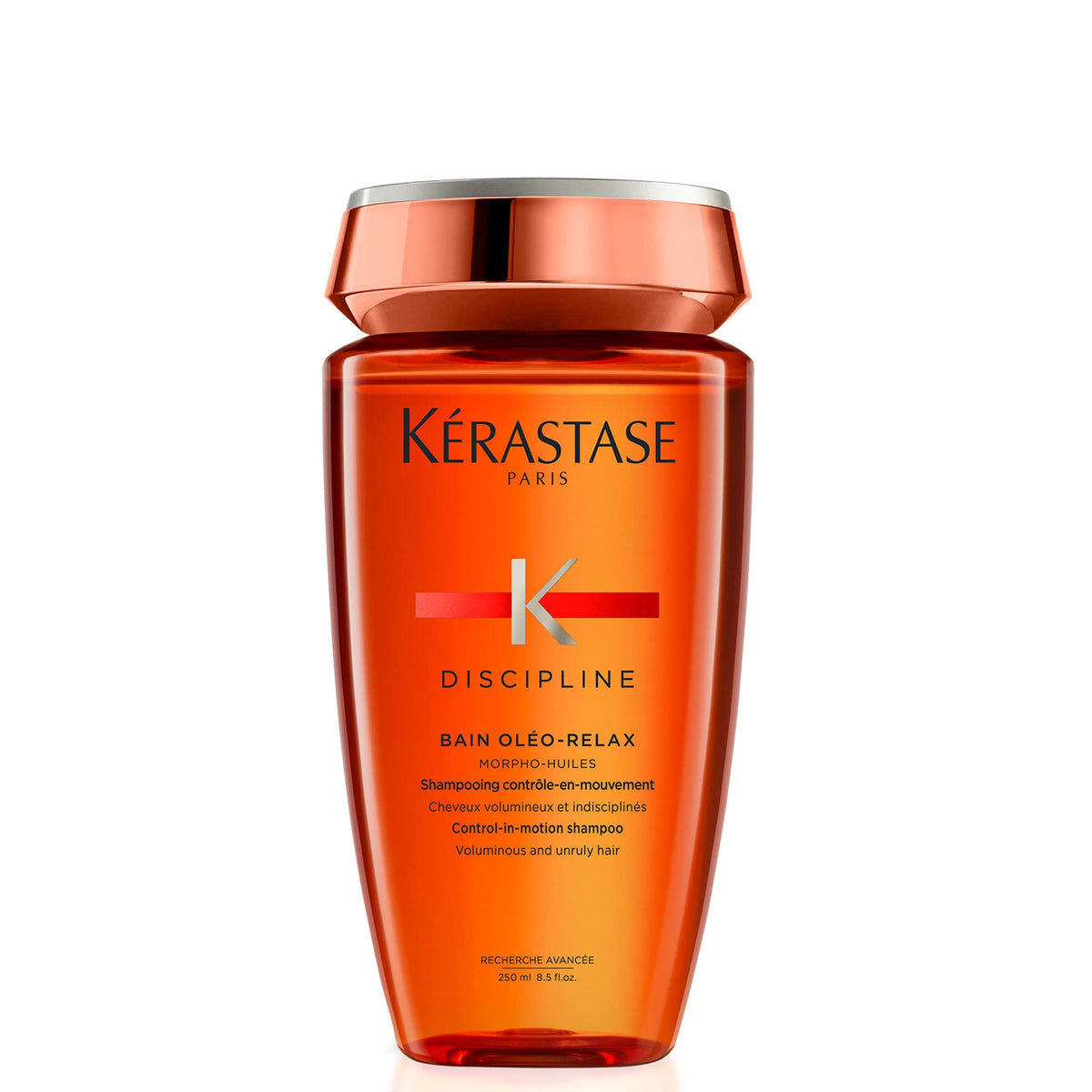 KÉRASTASE Discipline Oleo-Relax shampoo bottle for frizz control and hydration.